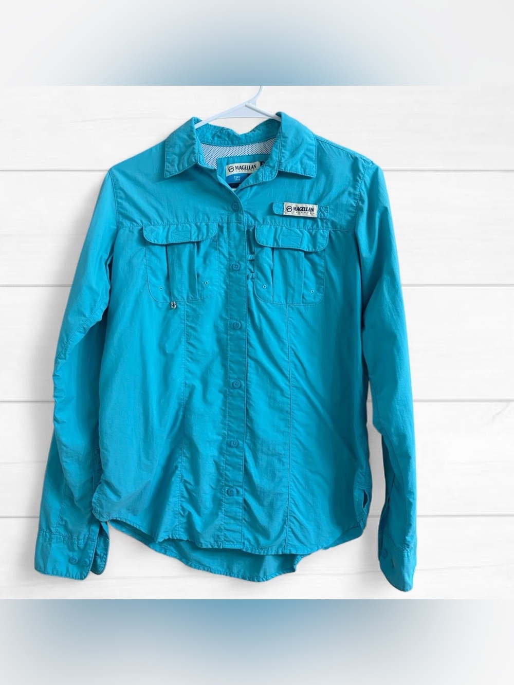 Magellan Outdoors Women's Turquoise Long-Sleeve Button Shirt, XS